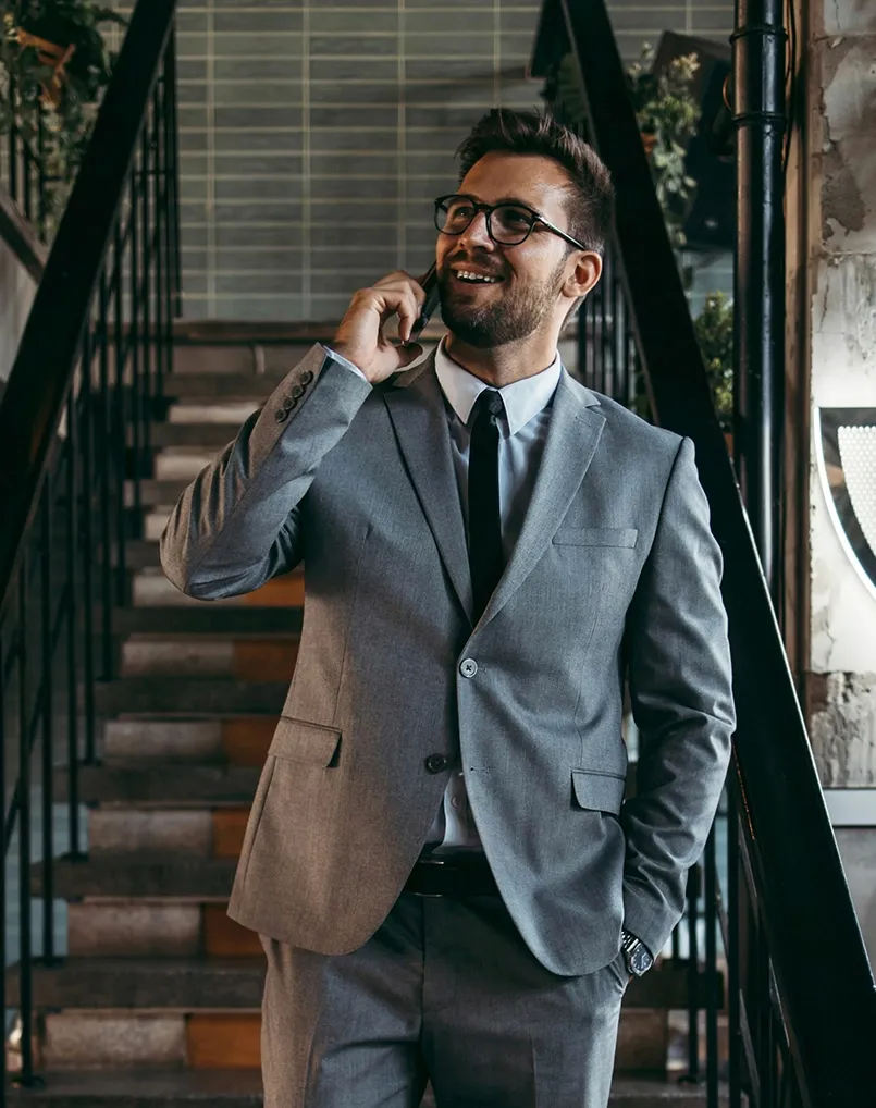 Real estate agent on call with client